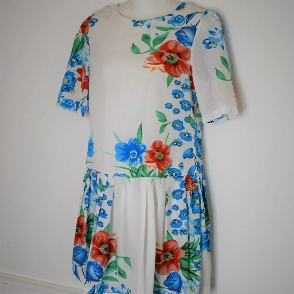 ASOS Floral Dress Sz 8 Mini Pleated Skirt Whimsigoth Party Boho Artsy - Picture 2 of 12